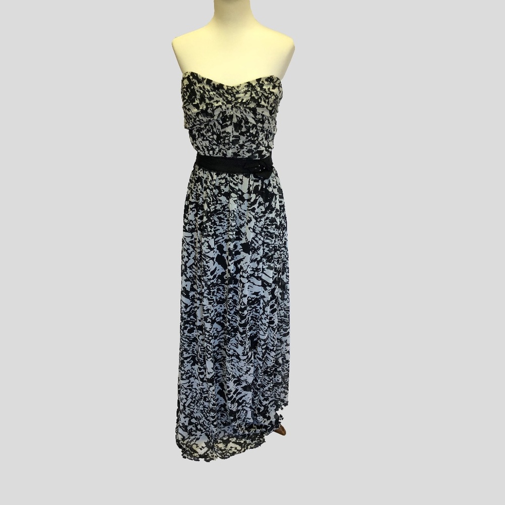 Max&Cleo Black & White Strapless Fit & Flare Dress